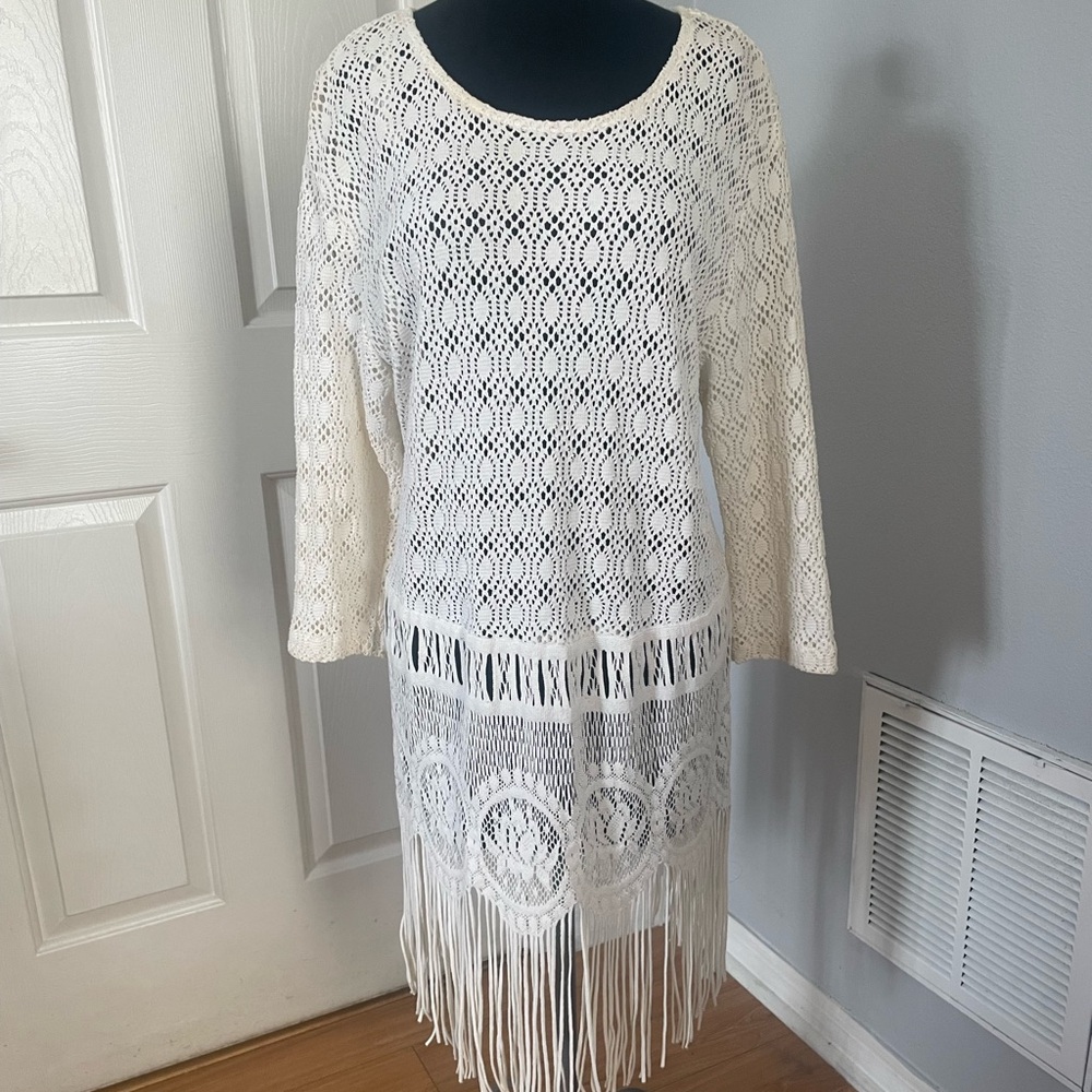 SHARADE of California ladies fringe cream dress Size 18